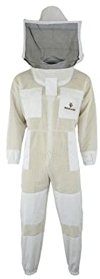 Imkeranzug Premium mit Atmungsnetz für Imker Bienen Stichfest weiß oder braun 120 140 S M L XL XXL, XL · weiß
