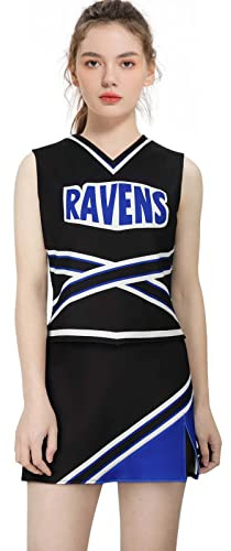 LIKUNGOU Ravens basketboll cheerleader kostym cheerleading uniform Varsity High School Cosplay outfit kostym (L)