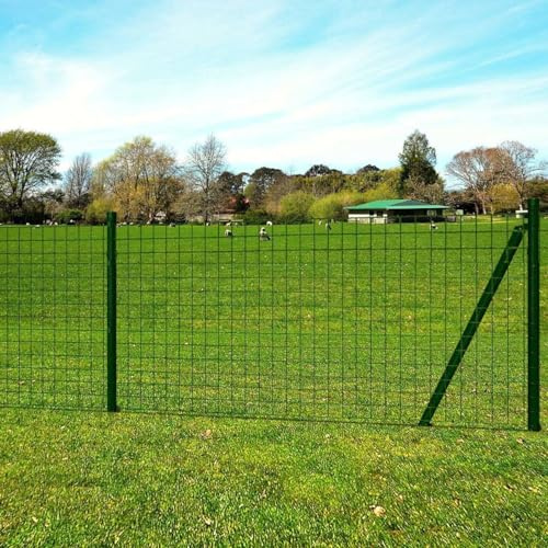 Homgoday Stabiler PVC-beschichteter Eurozaun Set 25m Grün, 0.8m Höhe, Tiergehege Model142387