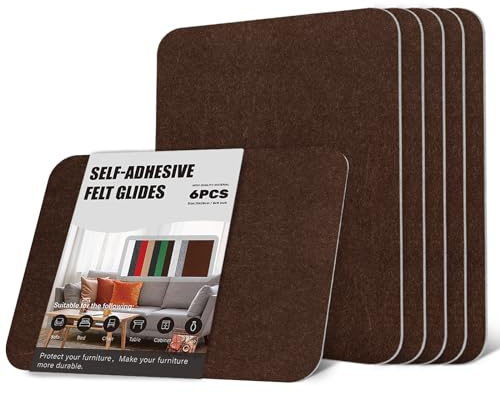 OAZ Feltrini per Mobili Autoadesivi, 6 Pezzi 20 x 28 cm Feltro Adesivo Rotolo, Feltrini Adesivi Moquette Adesiva per Cassetti Feltro, Mobili, Cornici per Foto, Automobili, Borse in Pelle - Caffè