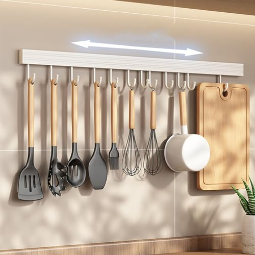 Colgador de Cocina Montado en la Pared, Soporte para Utensilios de Despensa de Aluminio Espacial Antioxidante, Colgador de Herramientas de Cocina de Instalación Rápida para Pala