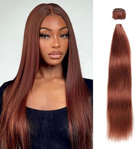 Capelli umani dritti mazzo rossastro marrone brasiliano Remy capelli 16 pollici onda diritta 1 fascio di rame colore rosso doppio colpo estensione dei capelli per le donne