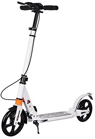 DSYOGX Roller Faltbarer Scooter Erwachsene Höhenverstellbare Cityroller 200mm Wheel mit Handbremse Aluminiumlegierung-Roller für Jugendliche und Erwachsene, bis zu 100kg (Weiß)