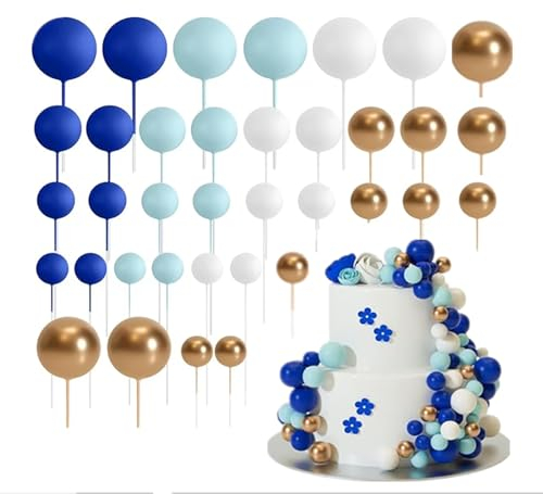 36 adornos de bola para tartas, decoración de mini globos para tartas bolas de espuma decoración para magdalenas fiesta de cumpleaños