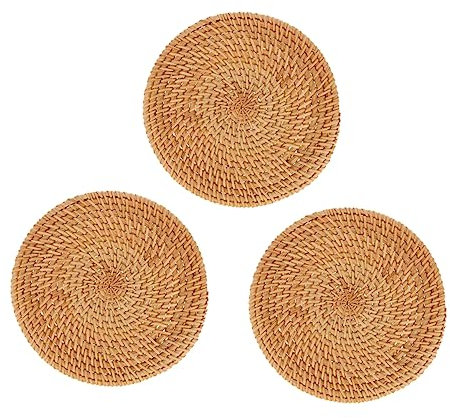 Cabilock 6stücke Rattan Platzset Runde Isolierte Tischmatte Für Und Schalen Hitzebeständig Für Esstisch Kaffeetisch Und Küchentisch Schützt Vor Kratzern Und Hitze