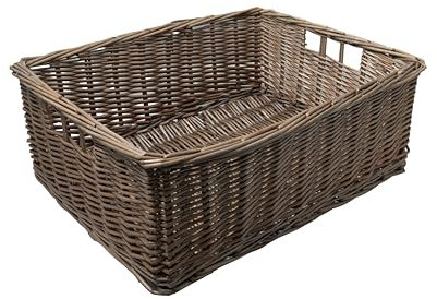Arthur Cameron - Rectangular Shallow Wicker Storage Tray - Hand-woven by skilled artisans in Northern China, an organiser basket is the perfect home storage solution (Antique Wash, Medium)