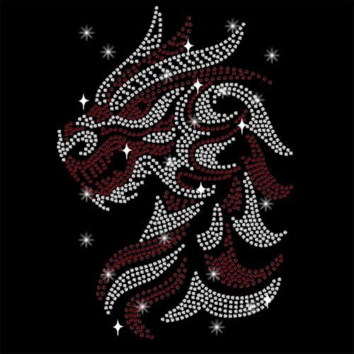 NBEADS Drache Strass Aufbügeln Hotfix, 29.7x21cm Wärmeübertragung Abziehbild Bling Kristall Abziehbilder Langer Heat Transfer Aufnäher Kleidung Reparatur Applique für T-Shirt Kleidung