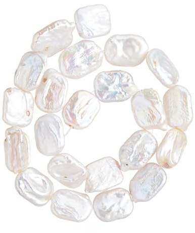 Hobbspring 1 filo di perle d'acqua dolce irregolari perle naturali Keshi perle barocche rettangolari in colore conchiglia, perline distanziali allentate per gioielli, collane, orecchini, fai da te