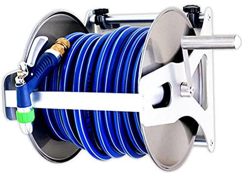 ISCBAFYX Tragbares/Wand-Schlauchaufroller-Set, Aufbewahrung von Schlauchhaltern für den Außenbereich, robuste Gartenschlauchaufroller mit flexiblem 2/1-Zoll-PVC-Gummischlauch, Aufbewahrungslösung für