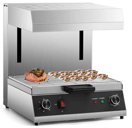 JODAIS Griglia per Bistecca Commerciale, Forno Elettrico Intelligente Rimovibile in Acciaio Inossidabile da 2000 W con Rete per Pesce alla Griglia, Timer da 90 Minuti, Controllo della Temperatura