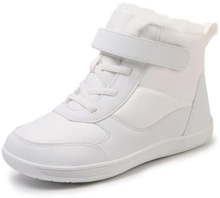 SECHRITE Zapatos descalzos para niños, botas de invierno con forro cálido, botas de nieve para niños y niñas, impermeables, antideslizantes, zapatos de invierno para niños, zapatos descalzos de otoño,