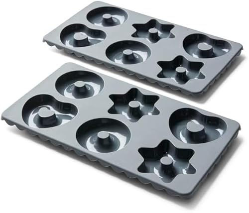 Coolinato - Lebkuchen Backformen aus hitzebeständigem Platinsilikon bis 230°C - Lebkuchenformen Set 2er grau spülmaschinenfest - Silikonbackform für 2x6 Pfefferkuchen & Gingerbread - Inkl. 4 Rezepten