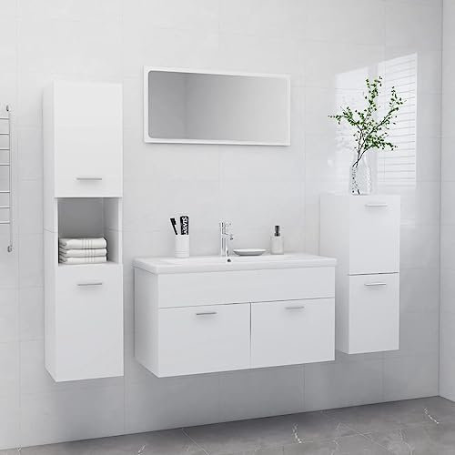 Lauuoeriau Möbelartikel Home Badmöbel-Set Weiß Holz-Möbel