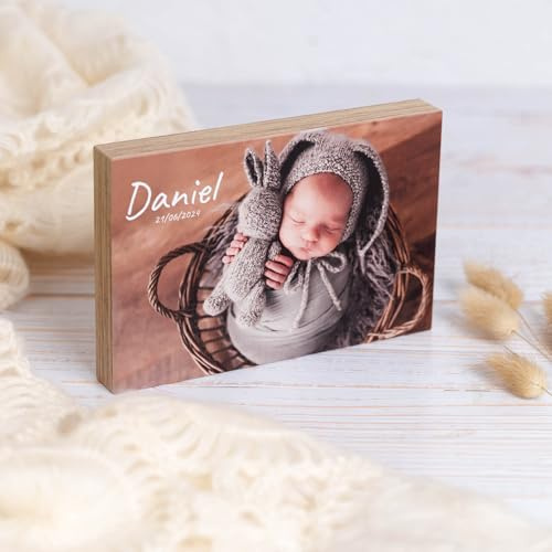 Wanapix | Foto auf Holzblock 13x9 | Farbe Naturholz | Block personalisiert auf 1 Seite | Ideal als dekorativer Bilderrahmen | Holzblock mit Fotoaufdruck | Fotoblock aus Holz