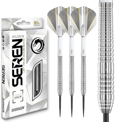 RED DRAGON Darts – Seren Pure 2 21g - 90% Wolfram Professional Stahlspitze Dart-Set mit Dart Flüge und Dartschäfte