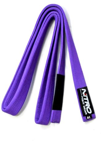 Nitro Fight Wear Adult BJJ Belt - White, Blue, Purple, Brown, Black - Brazilian Jiu Jitsu IBJJF (Purple, A3)