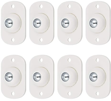 Wjelet 8Pcs Self Adhesive Mini Caster Wheels 360° Rotating Wheels Beads Mute Mini Swivel Casters Wheel for Kitchen Appliances Universal Sticky Pulley for Coffee Machine Air Fryer Trash Can Storage Box