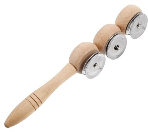 Vaguelly Glöckchen Mit Griff Aus Holz Rassel Mit Schellenschüttelfunktion Latin Percussion Instrument Handschlaginstrument Mit Schellen Musiktherapieinstrument Für Junge Mädchen Für