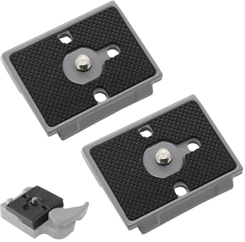 GXGM 2 Stück schnellwechselplatte，Für manfrotto， Quick Release Plate with 1/4 Inch to 3/8 Inch Screw Compatible with Manfrotto 200PL（grau）