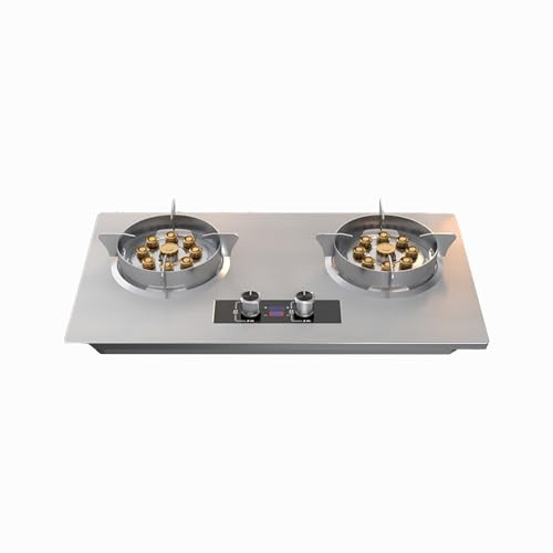 CQCCQ Piano Cottura a Gas a Doppio Uso, efficiente, a 2 fuochi, da Incasso, fornello a Gas Portatile for Interni, con Protezione Contro la Fiamma, for Campeggio Domestico(LPG)