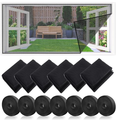 6 Pezzi Zanzariera Finestra Regolabile Fai da te 130x150 cm, Zanzariera per Finestrafinestra, Zanzariera Adesiva Con 6 Rotoli Di Nastro Autoadesivo, Zanzariere per la maggior parte delle finestre