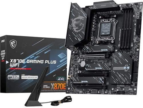 MSI X870E Gaming Plus Carte mère WiFi, ATX - Prend en charge les processeurs AMD Ryzen 9000/8000/7000, AM5-60A SPS VRM, DDR5 Memory Boost 8200+ MT/s (OC), PCIe 5.0 x16 & 4.0 x4, M.2 Gen5, Wi-Fi 7, 5G