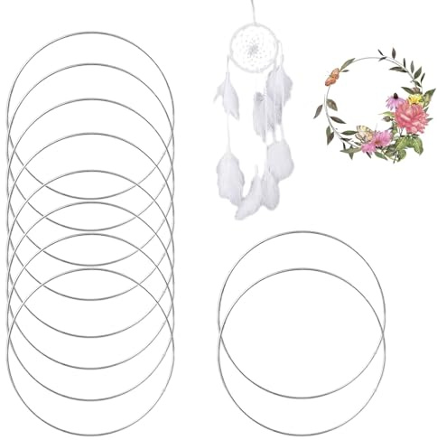 10 Stück 15 cm Metallringe zum Basteln,Silber Metallringe Metall Ringe Deko,Metallringe,Handwerkliche Metallring,Silber Traumfänger Ringe Metall für Traumfänger Ring, Makramee Ring, Wickeltechnik