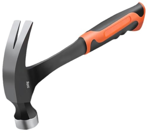 16 oz Straight Claw Hammer, Forged Steel Construction, Heavy Duty Steel Hammer with Non-Slip Handle, Ideal for DIY Projects and Professional Use, Ergonomic Design