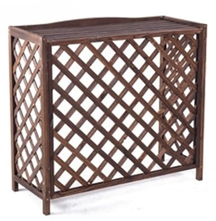 LYUCAYHQ Cubre Aire Acondicionado Exterior, Cubierta para Radiador, Armario Decorativo, Versátil Caja de Almacenamiento Enrejada de Madera de Abeto Marrón Oscuro(89x35x80cm/35x14x31in)