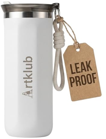 Artklub Travel Mug 500ml – Leak Resistant Insulated Coffee Cup with Lid, Portable Reusable Tumbler for Hot Drinks, Spill Resistant Coffee Cup for Commuting