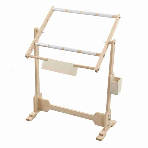 Culnflun 9CT Kreuzstich Rahmen Holzgestell Stickrahmen Bodenständer Höhenverstellbar 5 Positionen für Handstickerei Wandteppich Nähen 50cm Kiefernholz