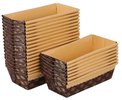 LALADEFIEE 25 pièces Moule à Cake Papier Ondulé Rectangulaire Antidébordement Résistant Chaleur pour Gâteau et Toast Plaque de Cuisson Non Adhésive Pratique
