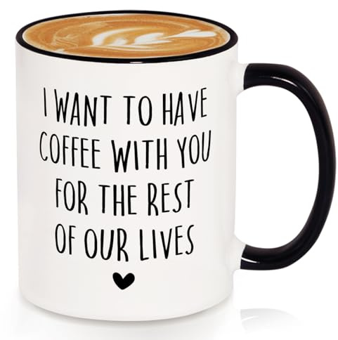 GoMelley Wedding Anniversary Mug Gifts for Her Him, Valentines Gifts for Her Him Decorations, Romantic Gifts for Wife Huaband Girlfriend Boyfriend Birthday, Couple Gifts, Have Coffee Together, 325ML