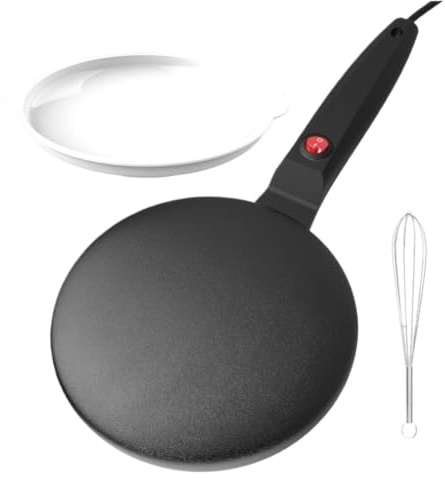 Crepe Maker - Macchina per pancake elettrica da 7,8 pollici con controllo automatico della temperatura, rivestimento antiaderente per cucinare facilmente | Crepera per colazione a mano per c
