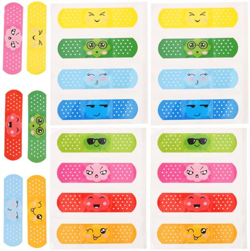 TOGEVAL Apósito Adhesivo Infantil y Transpirable Diseño de Dibujos Animados 40 Unidades Material PE Seguro y Almohadilla Absorbente para Heridas Uso Diario y Viajes