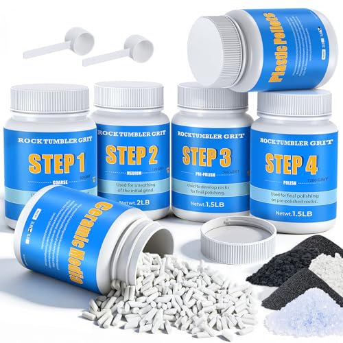 Large 10LB Rock Tumbler Grit and Polish Refill Kit - Polish Up to 70 LBS of Rocks, Dual Tumbling Media (Ceramic & Plastic Pellet), Ideal for National Geographic, Komestone, Koolstone and Other Tumbler