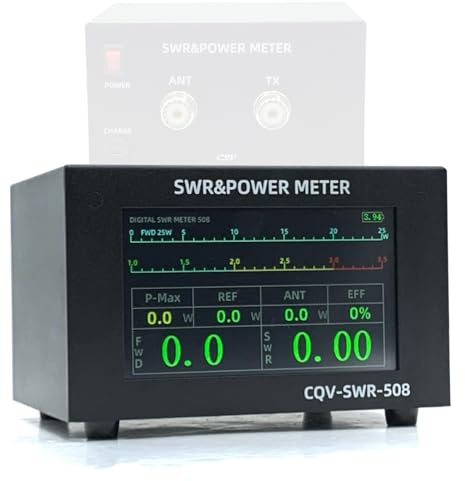 ZDETGU Digitales SWR-Messgerät, 200 W, Hohe Leistung, 1,8–54 MHz, mit 4,3-Zoll-IPS-Display, Automatische Abschaltung und Feinabstimmung für Amateurfunk-Enthusiasten, Kompakt und Zuverlässig für