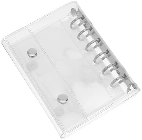 Genérico Carpeta A7 Recargable Transparente de Pvc con Cierre a Presión, Mini Carpeta de Anillas con 20 Bolsillos Interiores y Funda para Planificador y Organización Escolar Portátil