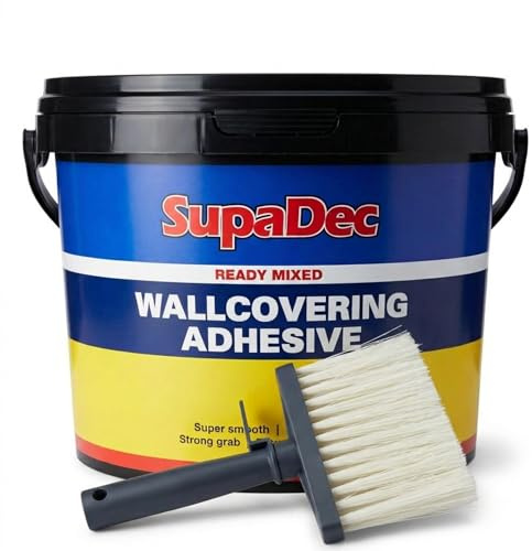 SupaDec Ready Mixed Wallpaper Adhesive 2.5kg & Paste Brush Bundle | No Mixing Required | Strong Grab & Easy Slide | Suitable for Vinyl, Embossed & Paste the Wall Coverings | Hangs up to 3 Rolls