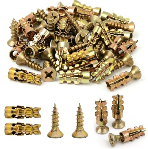 6×14mm Short Expansion Screw Set, 100PCS Door Hinge Thread Repair Screws | Self Drilling Serrated Iron Expansion Screw, Heavy Duty Anchors and Screws for Cabinet Hinge Repair & Stripped Thread Repair