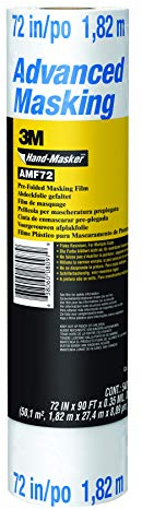 3M Abdeckfolie für Hand-Masker M3000, vorgefaltet, Transparent - 1 Rolle 1,82 m x 27,4 m - Schützt Oberflächen vor Farbspritzern