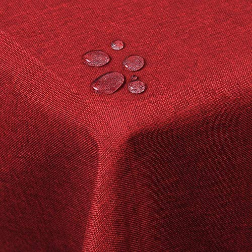 WOLTU Leinenoptik Tischdecke Abwaschbar Eckig, Rot 110x140 cm | Tischtuch Wasserabweisend mit Lotuseffekt,Schmutzabweisend, Pflegeleicht, Dauerhaft, Kratzfest