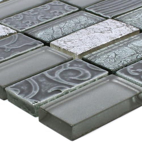 Glas Naturstein Mosaikfliesen Piroshka Silber Bad WC Küchen Spiegel Bad Design