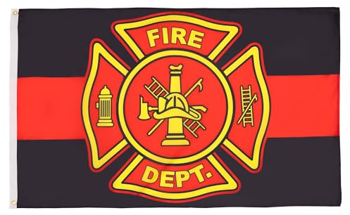 AZ FLAG - Drapeau Pompiers américains - 150x90 cm - Drapeau Fire Department des USA 100% Polyester avec Oeillets Métalliques Intégrés - Pavillon 110 g | Usage intérieur et extérieur Drapeau décoratif de l'Union Jack coutures doubles et bords renforcés avec œillets métalliques