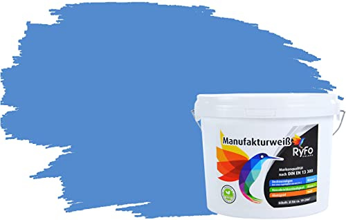 RyFo Colors Bunte Wandfarbe Manufakturweiß Polarblau 3l - weitere Blau Farbtöne und Größen erhältlich, Deckkraft Klasse 1, Nassabrieb Klasse 1