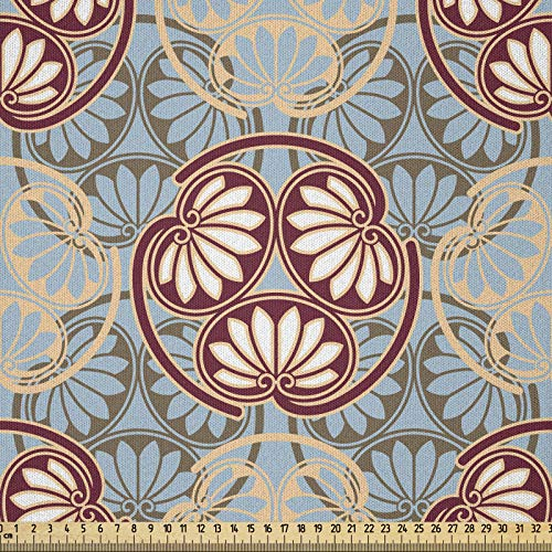 ABAKUHAUS japanisch Stoff als Meterware, Orientalisches Blumen-Design, Microfaser Multi Zweck Dekostoff für Kunsthandwerke, 3M (230x300cm), Mehrfarbig