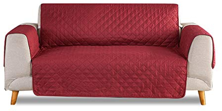 VanderHOME Sofabezug wasserdichte Sofaüberwurf Antirutsch Sofahusse Schmutzresistent Gesteppte Sofaschoner für Wohnzimmer Hunde Haustiere (Rot, 1 Sitzer)