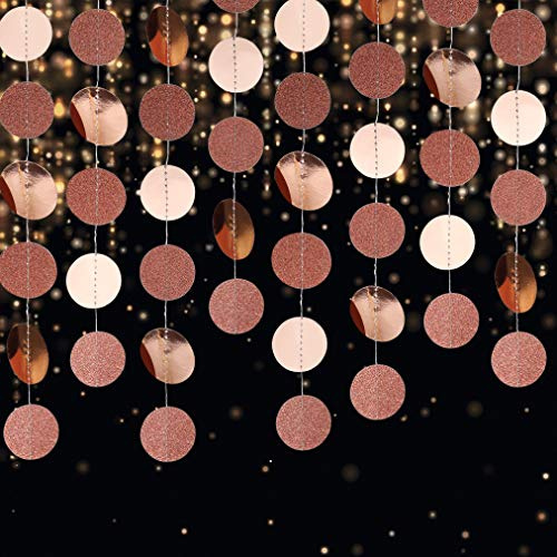Papier Girlande Glitzer Runde Kreis Banner, 4 Stücke Hängende Party Dekorationen für Geburtstag Baby Dusche Hochzeit Weihnachten (Roségold)