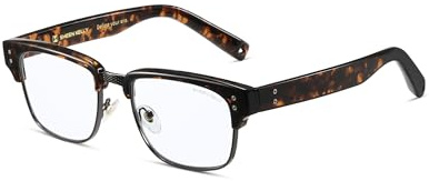 SHEEN KELLY Blaulicht Brille Herren Halbrand TR90 Retro Damen CR39 Linsen | Vintage Rechteckige Augenbrauen Transparente Verstellbare Nasenpads Für Arbeit/Spiele/Lernen/Computerbrille