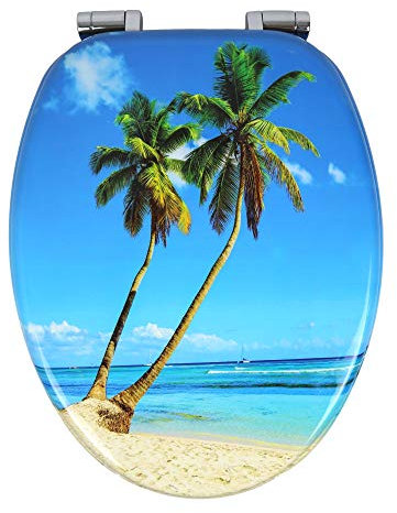 OGOMONDO Sedile Wc Copri Water Universale Frizionato Colorato Fantasia MDF Chiusura Rallentata